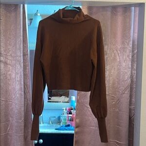 Elegant Brown Cowl Neck Sweater